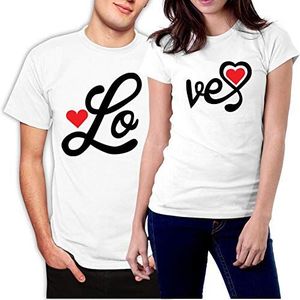 PicOnTshirt Funny Matching Couple Lover Novelty T-shirts Men L/Women M Design 157