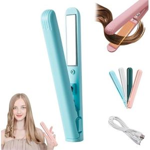 Mini Dual Purpose Curling Iron Draadloos Haarapparaat, Draagbare USB-connector, klein haar Curler IJzer, Keramisch Mini Haar Curling Iron (blauw)