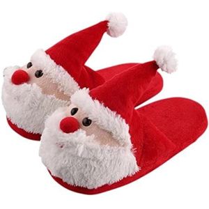 Kerst Schoenen Vrouwen Mannen Winter Warm Home Slippers Kinderen Indoor Schoenen Cartoon Santa Claus Slip op Soft Flats Dia's for Kerstmis Kerst Elf Schoenen (Color : Rubber band, Size : 28-29 fit f