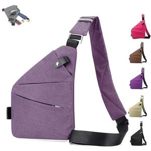Safecarry Anti-Theft Travel Bag,Safecarry Sleekbag,Mineneat Anti Theft Travel Bag,Landscaper Anti Theft Travel Bag (Right Shoulder,Purple)