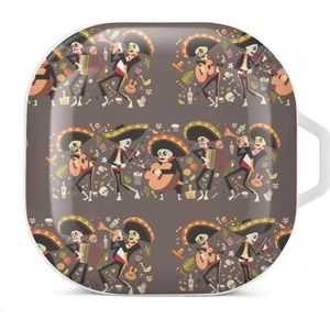 Mexicaans Halloween op Dag van de Dode Oordopjes Hoesje Compatibel met Samsung Hard Shell Beschermhoes Wit-Stijl