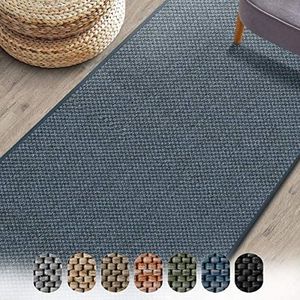 Floordirekt - Sabang Tapijtloper/vloerkleed in sisal-look | verkrijgbaar in vele kleuren en maten | antistatisch, geluiddempend & geschikt voor vloerverwarming | 80 x 350 cm | blauw