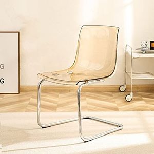 ZYDZ Huishoudelijke transparante rugleuning eetkamerstoel, minimalistisch design vrije tijd acryl stoel met doorzichtige acryl stoelrug en gegalvaniseerde stoelpoten, voor eetkamer, woonkamer,