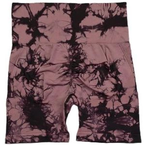 Naadloze Tie Dye Sport Shorts Voor Dames Zomer Elastische Scrunch Hoge Taille Push-Up Buikcontrole Gym Fitness Workout -Zwart Koffie-M