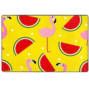 YJxoZH Roze Flamingo En Watermeloen Print Home Decor Tapijten, Voor Woonkamer Keuken Antislip Vloer Tapijt Ultra Zachte Slaapkamer Tapijten