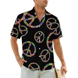 Peace Logo Heren Shirts Korte Mouw Strand Shirt Hawaii Shirt Casual Zomer T-shirt S