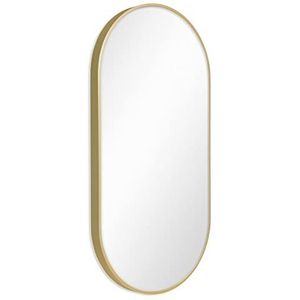 Spiegel Ovaal Goud met Metalen Frame 40x80 cm | Deco-wandspiegel | Ovale Spiegel | Gouden Rand Spiegel