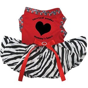 Petitebelle Puppy Hondenkleding gedragen onder moeders hart Zebra jurk, X-Small, Rood