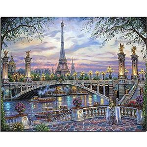 Wooden Jigsaw Puzzel 500 Stukjes, Grote Memory Scenic Bridge Parijs Eiffeltoren Nordic Puzzle Voor Kinderen Grappige Geschenken Kleurrijke Jigsaw Puzzel Voor Familie Kinderen Vrienden