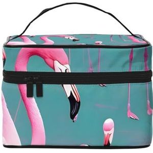 A Flock of Flamingos Travel Cosmeticatas, reistas, toilettas, make-uptas voor mannen en vrouwen, geschikt voor cosmetische toiletartikelen, Zwart, Eén maat