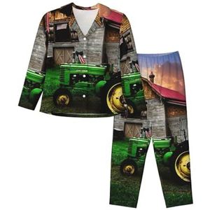 JEJEA - Oude Tractor Foto Boerderij - Pyjama Set - Zwart - Lange Mouw
