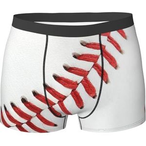ZJYAGZX Baseball Lace Close-up Print Boxerslip voor heren - Comfortabele ondergoed Trunks, ademend vochtafvoerend, Zwart, M