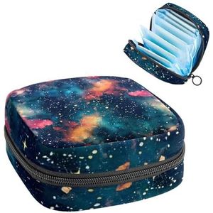 Kleurrijke Space Nebula Starry Maandverband Opbergtas, Grote Menstruatie Cup Pouch met Ritssluiting, Menstruatie Pads Bag Store Panty Liners Tampons voor Meisjes Vrouwen