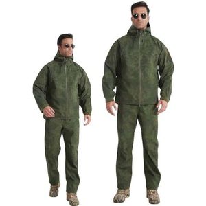 RVUEM Men's All-Weather Tactical Suit, Waterproof Windproof Jacket Pants Set with 3-Layer Fabric, Storm-Ready Rain Gear for Outdoor & Daily Commute,Groen,3XL