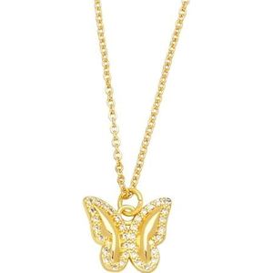 Dames vergulde vlinderketting koper CZ kristal korte ketting ketting ornamenten geschenken (Style : B506-c)
