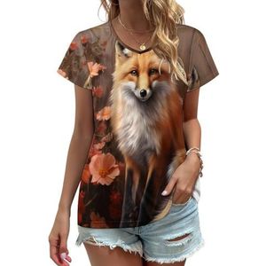 Red Fox Dames V-hals T-shirts Leuke Grafische Korte Mouw Casual Tee Tops 4XL