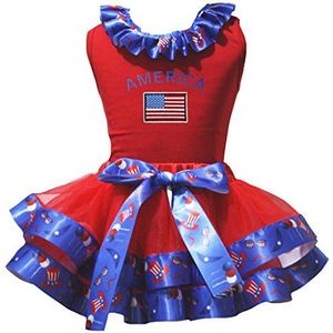 Petitebelle 4 juli Amerika-vlaggenhemd US-hoed Petal Rock Set Nb-8J 4-5 Jahre rood