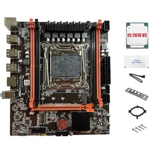 Pawlickio X99E Moederbord+E5 2676 V3 CPU+Thermische Vet Ondersteuning 4XDDR4 RECC RAM PCIEX16 NVMe Gigabit LAN Kaart Desktop Moederbord