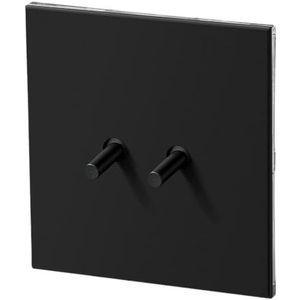 Wandschakelaar, bedieningsschakelaar, schakelaar, tuimelschakelaar, momentschakelaar, retro-tuimelschakelaar, zwart, retro, 1-4 gang, 2-weg wandlamp, roestvrij stalen paneel