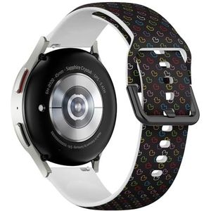 Zachte sportband compatibel met Samsung Galaxy Watch 6 / Classic, Galaxy Watch 5 / PRO, Galaxy Watch 4 Classic (eend rubber zwart) siliconen armband accessoire