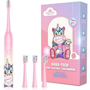 Dada-Tech Elektrische tandenborstel voor kinderen, oplaadbare, zachte eenhoorn-tandenborstel met timer, aangedreven door Sonic-technologie, voor kinderen, jongens en meisjes vanaf 3 jaar, waterdicht