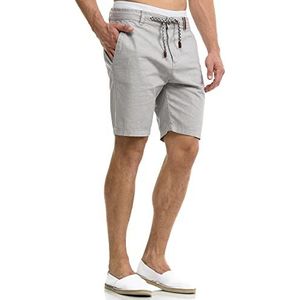 INDICODE Heren Bowmanville Shorts | Korte broek van linnen & katoen Lt grey L