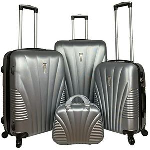 ABS Bagage Set van 4 met Vanity Case 4 Wiel Trolley Reizen Koffers Tassen Set, Grijs