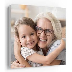 DEQORI Gepersonaliseerde sleutelkast wit met foto | 30x30 cm | eigen foto | glas & metalen sleutelbox | sleutelkast 50 haken + 2 magneten | moderne doos magnetisch & beschrijfbaar