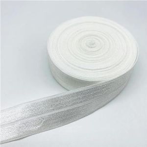 10/15/20/25mm glanzend elastisch lint vouw over spandex elastische band voor het naaien van kanten rand tailleband kledingaccessoire-wit-10mm-50yards rol