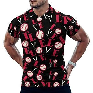 I Love Baseball Casual Poloshirts Voor Mannen Slim Fit Korte Mouw T-shirt Sneldrogende Golf Tops Tees 3XL