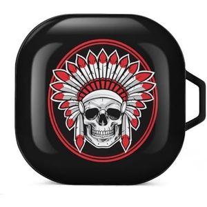 Native American Skull Oortelefoon Hoesje Compatibel met Galaxy Buds/Buds Pro Schokbestendig Hoofdtelefoon Case Cover Zwart-Stijl