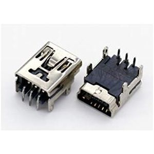 TecnoStore® 2X Mini USB B bus 5-polig 90° pcb smd connector Mini Jack F Pin Pc