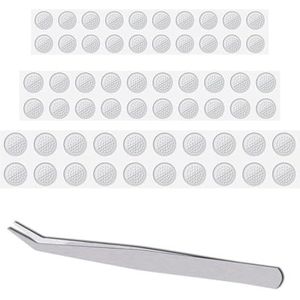 GIONAR 60 stuks oortelefoon stofgaas met één pincet, oordopjes gaas, lijm roestvrij staal metalen in-ear oortelefoon filter mesh vervanging schoon net, (3,5 mm 4 mm 4,5 mm 3 maten elke maat 20 paar)