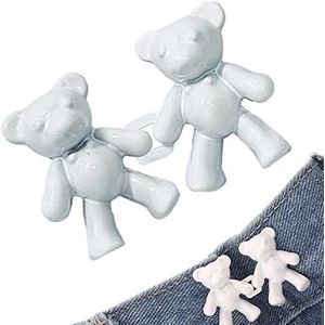 Xiaolan Knoopstiften, schattige beren-jeansknopen voor losse jeans, afneembare Jean Button Pin Broek Metalen Knopen Tack Buttons Vervangingsset, 2-delig