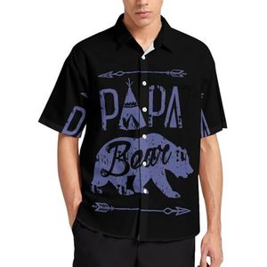 Papa Bear Zomerhemden voor heren, casual, korte mouwen, button-down, blouse, strandtop met zak, 4XL