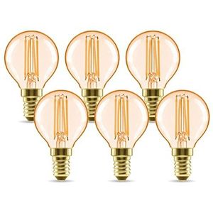 LVWIT Vintage gloeilamp E14 LED-lamp druppelvorm 4W 410LM draadlamp filament gloeilamp, vervangt 35W gloeilampen, warm wit 2400K, niet dimbaar, verpakking van 6 stuks