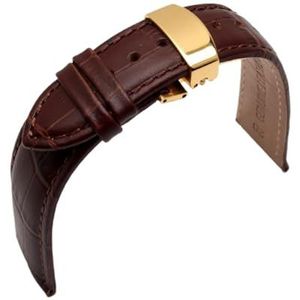 CBLDF Vlinder Implementatie Sluitingen Horloge Band 18mm 19mm 20mm 21mm 22mm Lederen Horloge Heren Bandjes Armbanden Promotie HORLOGEBAND (Color : Brown rosegold buckl, Size : 26mm)