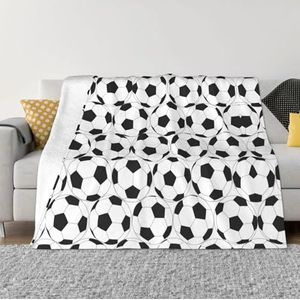 Ultra-zachte microfiber flanel luxe alle seizoenen warme zwart-witte voetbal patroon print deken voor beddengoed, bank en reizen
