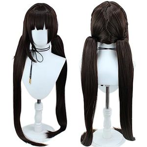 Anime Cosplay Pruik Honkai Star Rail Sushang Two Ponytail Long Brown Halloween Costume Cosplay Pruik,Voor partij carnaval