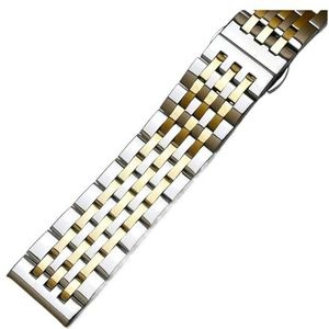 YAGHANG Watch Strap Armband 12mm 14mm 16mm 17mm 18mm 19mm 20mm 21mm 22mm 23mm 24mm Roestvrij staal Metalen horlogeband T41 Zilver Goud(Silver gold,24mm)