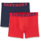 Superdry Heren Dual Logo Double Pack Boxer Shorts (2 stuks, Richest Navy/Risk Red, S