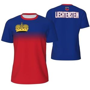 Sport Mesh T-Shirt Liechtenstein Vlag voor Running Bike Voetbal Tennis Voetbal Fitness Tees 3D Gedrukt, Meerkleurig, S