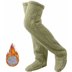 Over Knee High Fuzzy Socks,Over Knee Winter Furry Leg Warmers,2024 New Teddy Legs Long Socks,Warm Over Knee High Fuzzy Cozy Socks,Plush Slipper Socks for Winter Home Sleeping Socks (Green)
