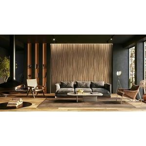 marburg Behang bruin 3D-effect houtlook paneel weefselstructuur hout modern voor woonkamer slaapkamer keuken 10,05 x 0,53 cm