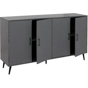 Dressoir HWC-N89, commode kast highboard dressoir, 3D-design melamine hout, 88x150x40cm - marmer look grijs