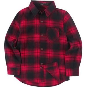 Spring&Gege Casual geruit flanellen overhemd met lange mouwen voor jongens voor kinderen (5-14 jaar)