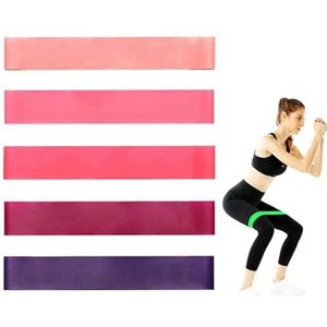 5 stuks draagbare fitnesstrainingsapparatuur rubberen weerstandsbanden yoga gym elastische tandvleessterkte fit gewicht-roze