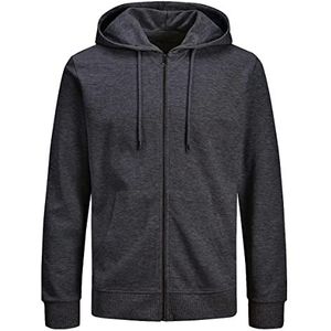 JACK & JONES mannen hoodie basic rits, Dark Grey Melange/Reg Fit, XXL