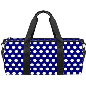Abstract golfpatroon reizen duffle tas sport bagage met rugzak draagtas gymtas voor mannen en vrouwen, Polka Dots Blauw, 45 x 23 x 23 cm / 17.7 x 9 x 9 inch