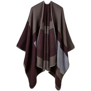 UBOHUZ Vrouwen Jacquard Zilveren Sjaal Herfst Winter Sjaal Verlengd Verdikte Mantel Poncho's Capes Voor Lente Herfst Winter, Bruin, One size
